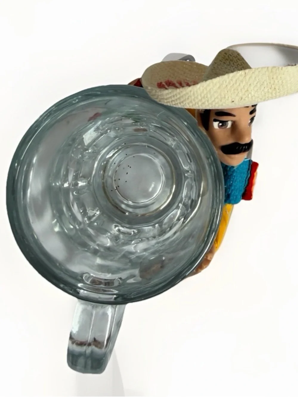 Vintage Viva Mexico Clay Figure Glass Beer Mug Souvenir Sombrero Donkey 6